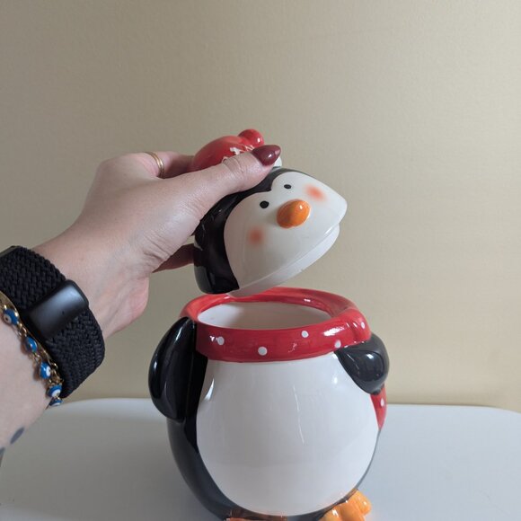 CHRISTMAS PENGUIN VINTAGE COOKIE JAR - Picture 5 of 5